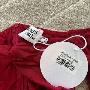 Princess Polly Burgundy Long Sleeved Mini Dress, Size 2